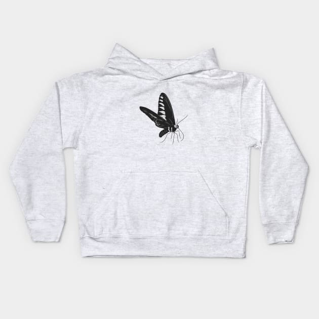 “Elegant Monochrome Butterfly” Kids Hoodie by Shinwys22 